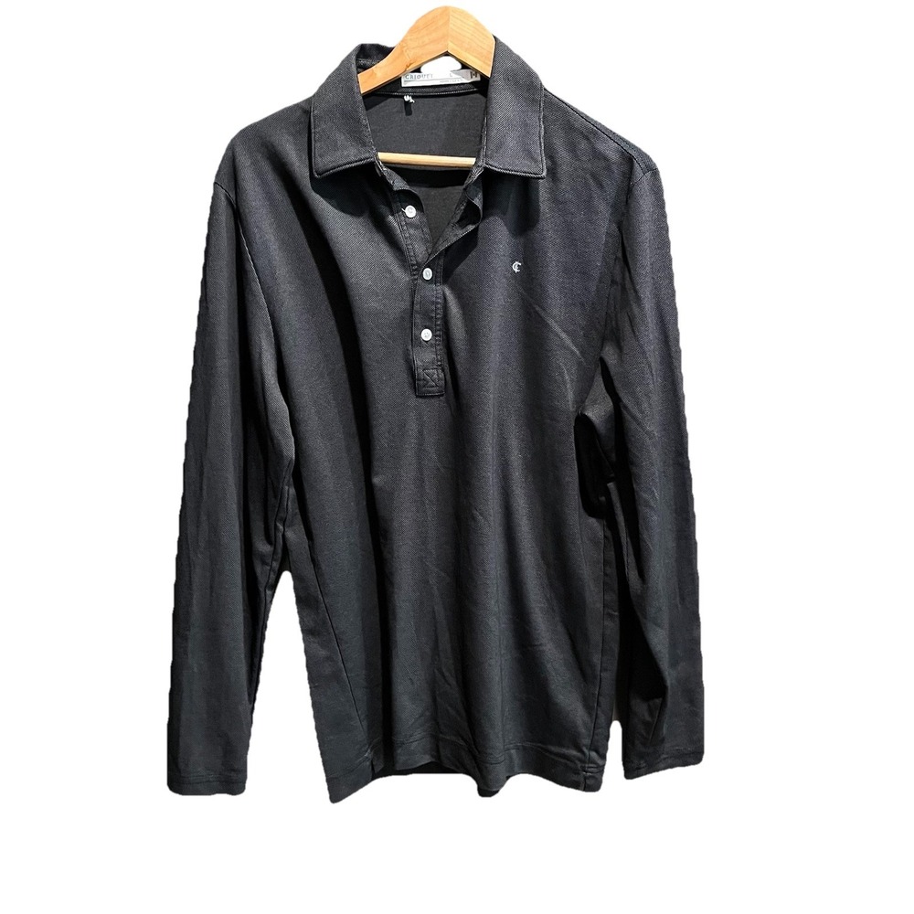 Criquet Dark Gray‎ Pima Cotton Men's Long Sleeve Golf Polo T-Shirt Size Large